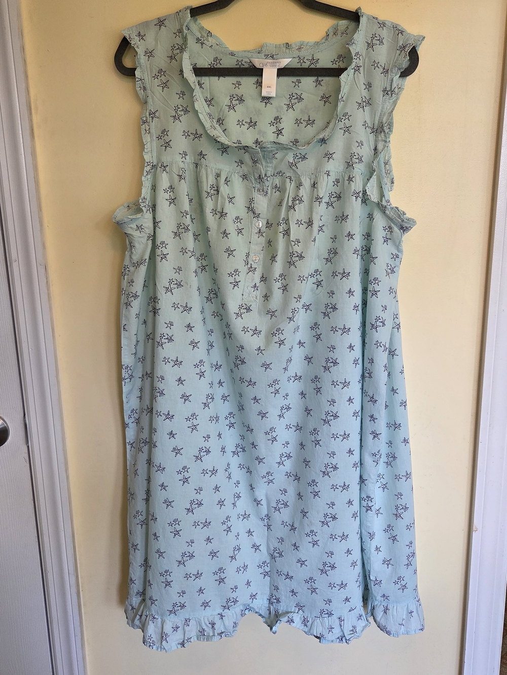 Adonna Light Blue Starfish-Print Sleeveless Nightgown